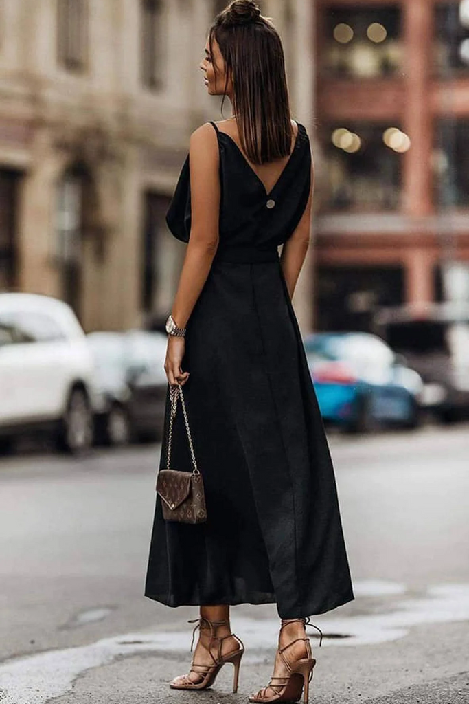 Rae Black Belted Dress