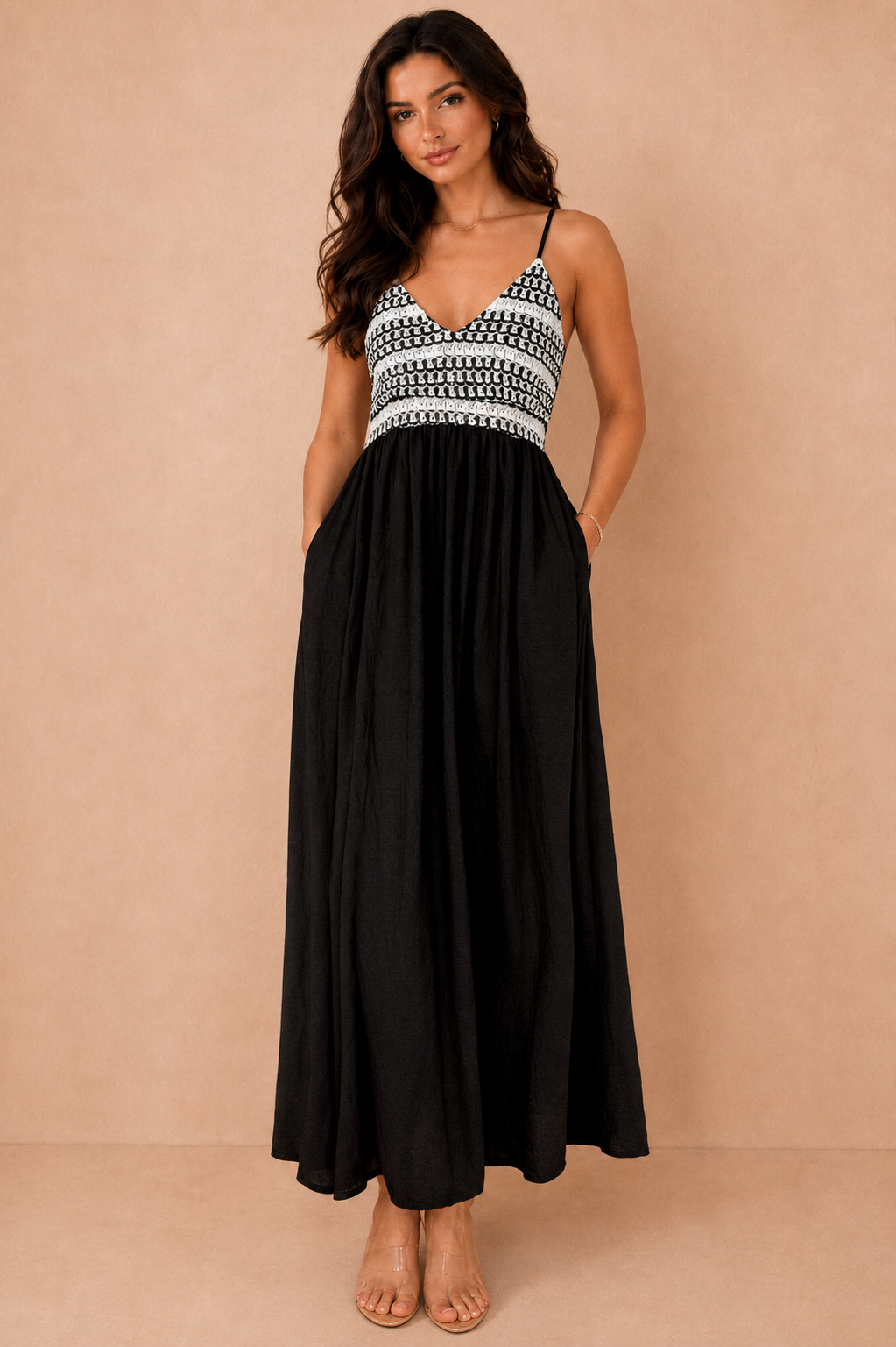 Raelynn Black Embroidered Maxi Dress