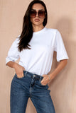 Raelynn White Padded Shoulder T-Shirt