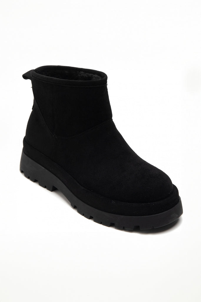 Rainey Black Suedette Ankle Boots