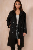 Ravi Black Double Breasted Belted Coat