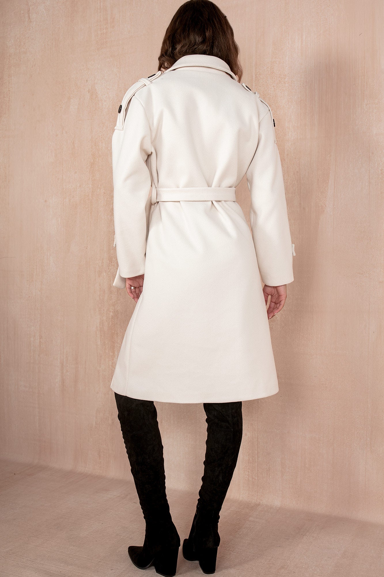 Ravi Cream Double Breasted Belted Coat - Vavavoom.ie