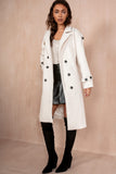 Ravi Cream Double Breasted Belted Coat