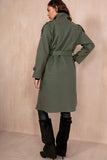 Ravi Khaki Double Breasted Belted Coat