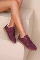 Ravi Wine Suedette Trainers