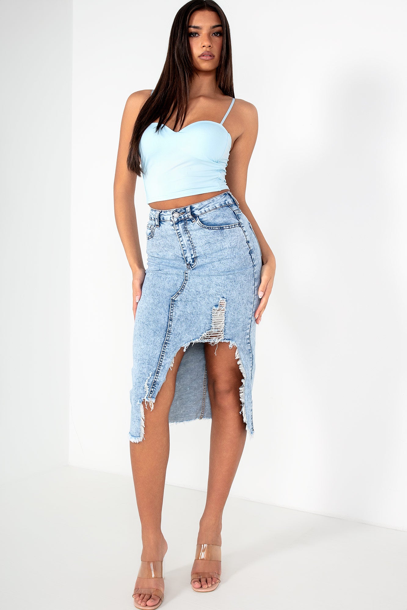 Raya Baby Blue Cami Crop Top