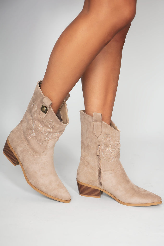 Reagan Taupe Suedette Western Boots