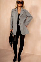 Reese Grey Herringbone Longline Jacket