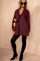 Reese Plum Herringbone Longline Jacket