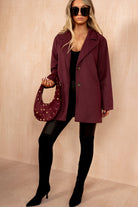 Reese Plum Herringbone Longline Jacket