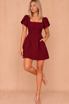 Reeve Burgundy Square Neck Dress