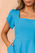 Reeve Teal Blue Square Neck Dress