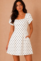 Reeve White Polka Dot Square Neck Dress