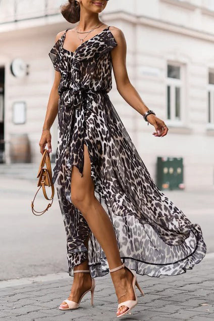 Reggie Leopard Print Chiffon Dress