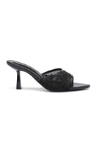 Reign Black Floral Mesh Heeled Mules