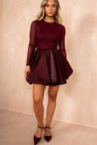 Reign Plum Mesh Diamante Bubble Hem Dress