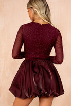 Reign Plum Mesh Diamante Bubble Hem Dress