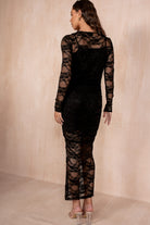 Renee Black Lace Ruched Dress