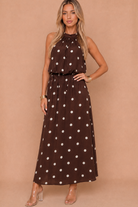 Renee Chocolate Polka Dot Maxi Dress