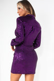 Renee Purple Sequin Wrap Dress