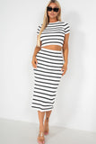 Reneta White Striped Knit Co Ord