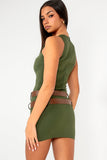 Renley Khaki Double Belted Dress