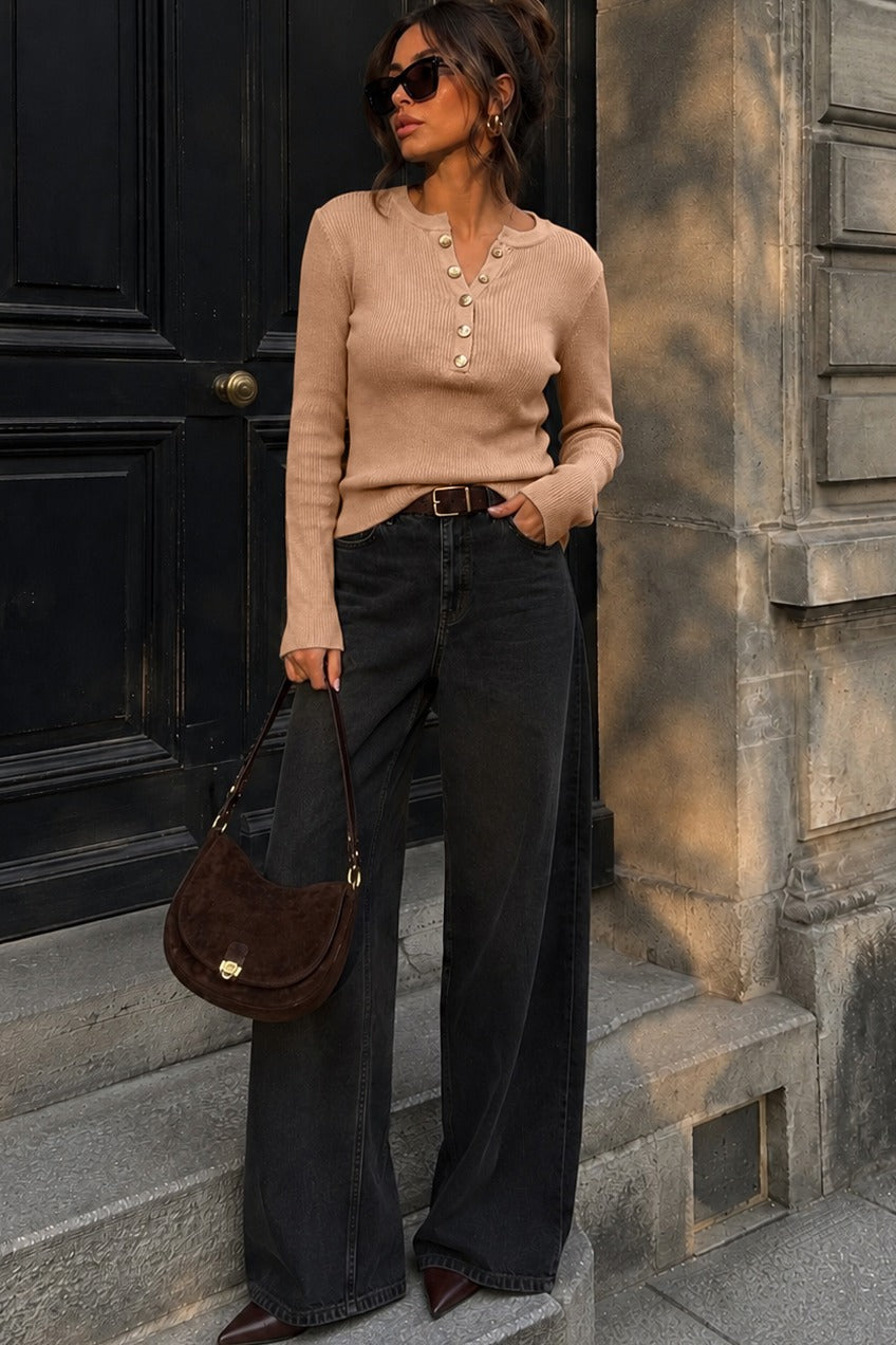 reyna-camel-ribbed-knit-top