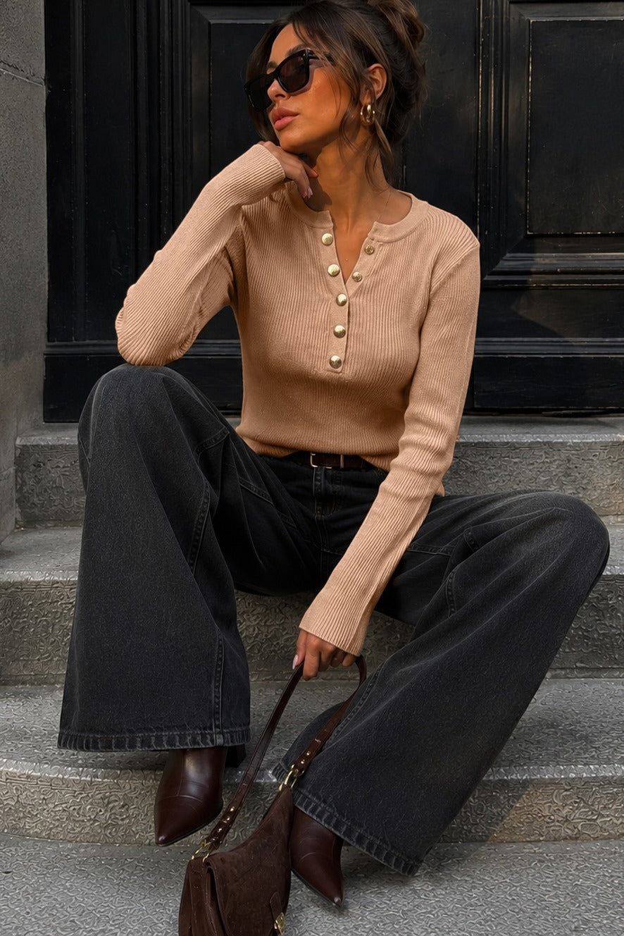 reyna-camel-ribbed-knit-top