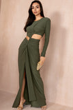 Rhonda Khaki Cut Out Maxi Dress