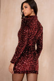 Rita Burgundy Velvet Sequin Dress