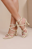 Rita Yellow PU Strappy Heels
