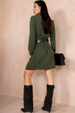 Robin Olive Belted Shirt Dress