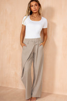 Robin Taupe Wrap Front Trousers