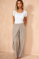 Robin Taupe Wrap Front Trousers