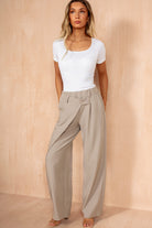 Robin Taupe Wrap Front Trousers