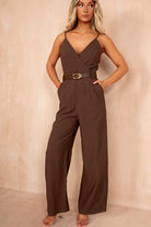 Rory Chocolate Belted Jumpsuit
