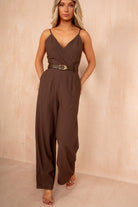 Rory Chocolate Belted Jumpsuit