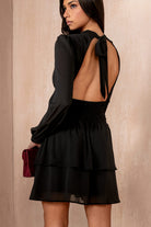 Rosa Black Chiffon Tiered Dress