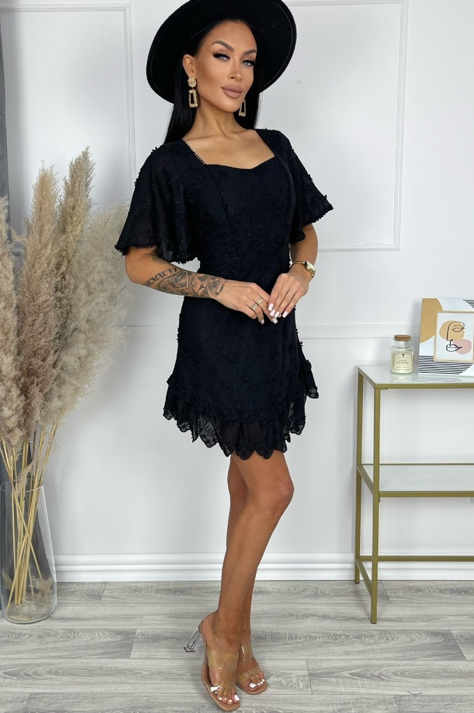 Rosella Black Embroidered Dress