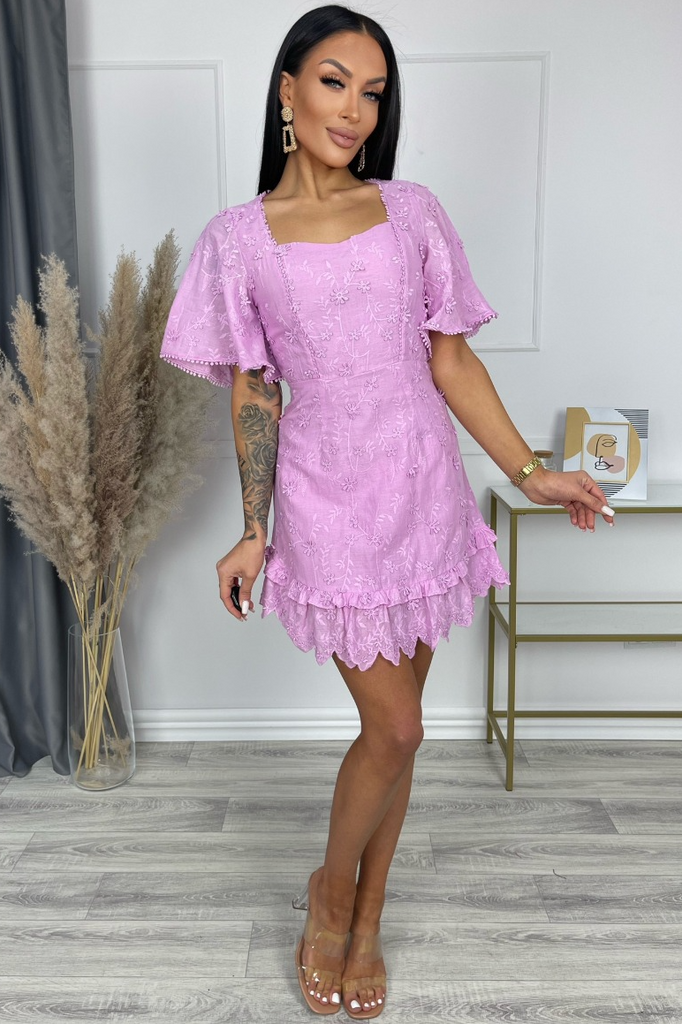 Rosella Pink Embroidered Dress