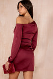 Rosie Burgundy Satin One Shoulder Dress