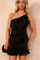 Roxanne Black Tiered Ruffle Mini Dress