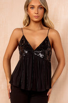 Ruby Black Sequin Cami Top