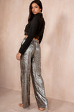 Rue Silver Metallic Wide Leg Trousers