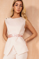 Ruth Baby Pink Scarf Belted Top