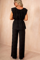 Ruthie Black Crinkle Belted Co Ord