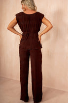 Ruthie Chocolate Crinkle Belted Co Ord