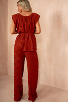 Ruthie Rust Crinkle Belted Co Ord