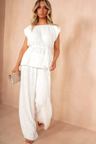 Ruthie White Crinkle Belted Co Ord