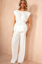 Ruthie White Crinkle Belted Co Ord